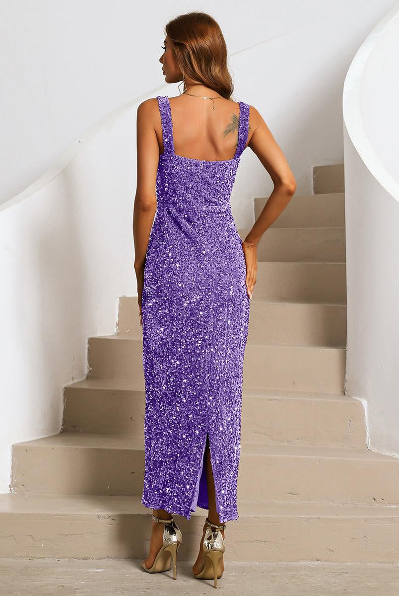 Square Neck Sequin Cocktail Dress XJ468 - MISS ORD