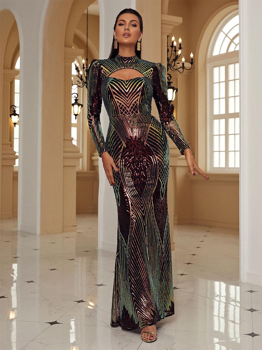 Turtleneck Cut Out Dress XH2349 - MISS ORD