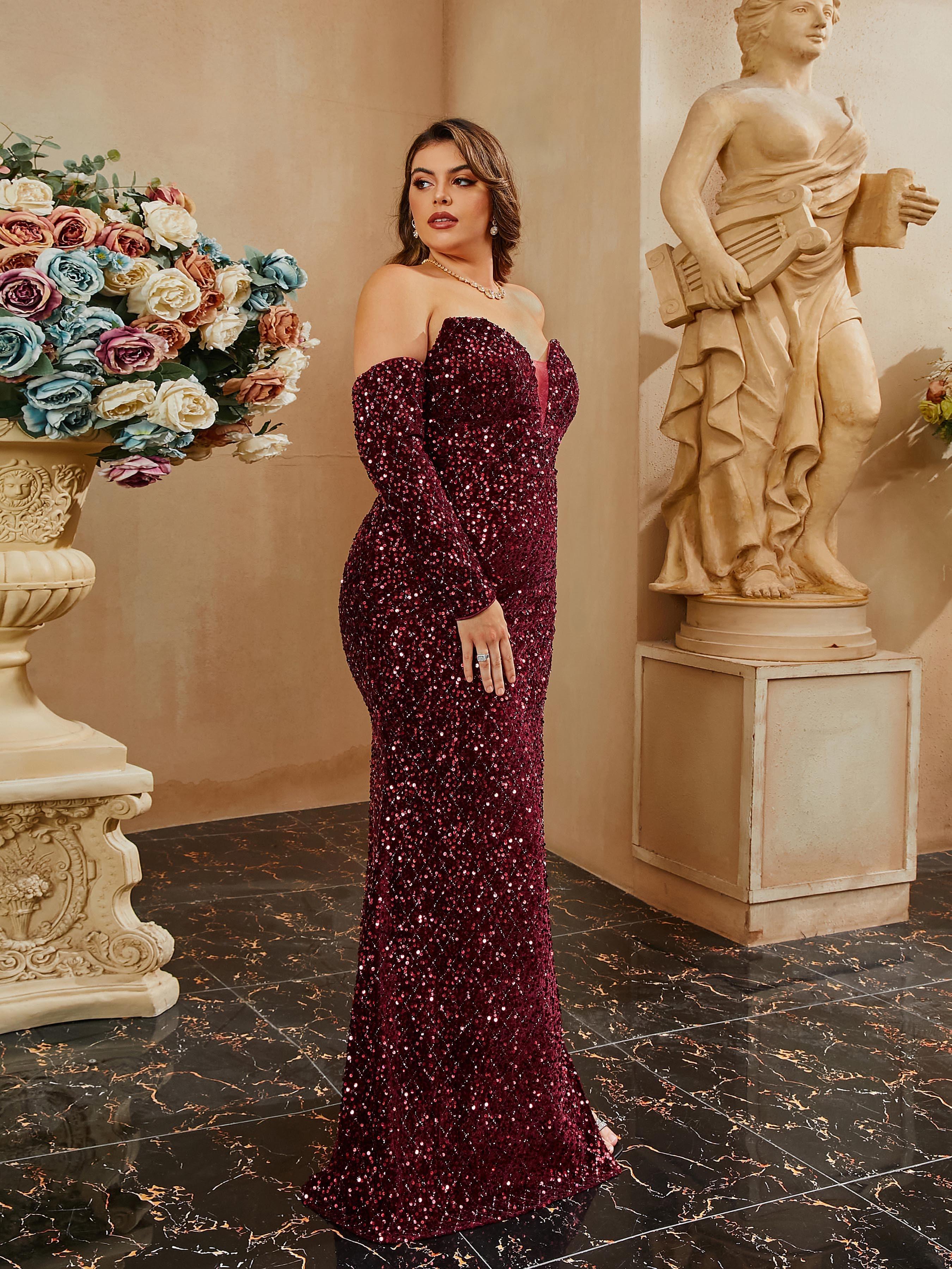 Plus Off Shoulder Split Prom Dress PRH30717 - MISS ORD