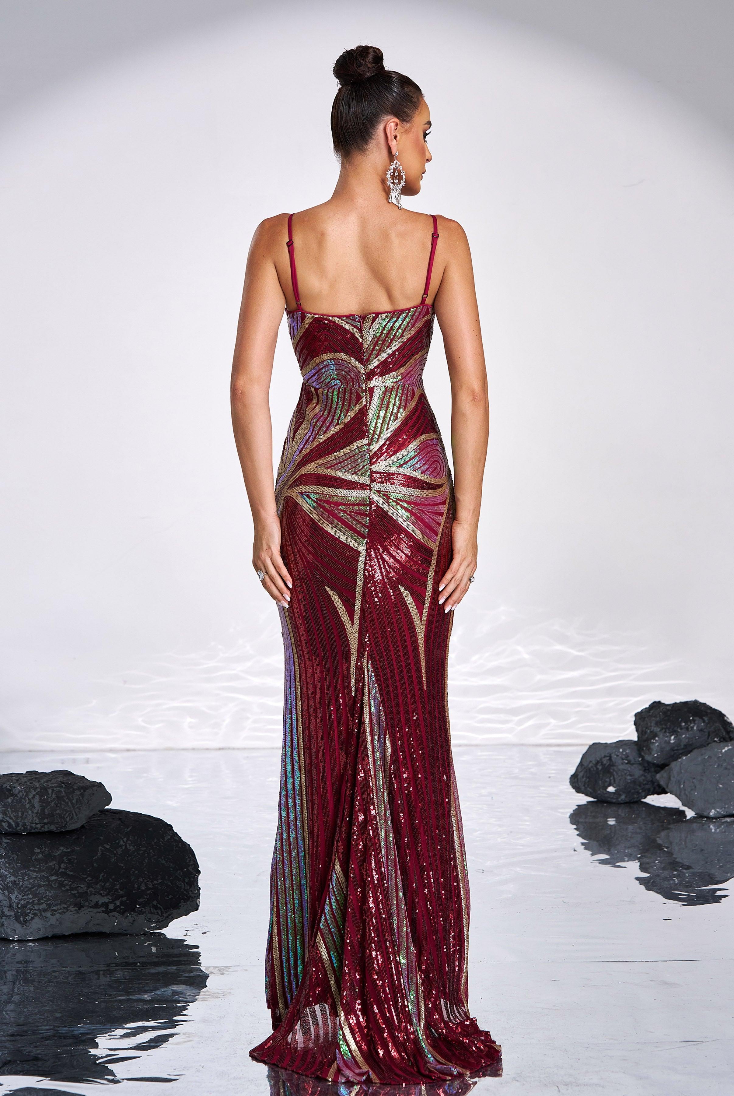 Sexy Spaghetti Sequin Prom Maxi Dress M01760 - MISS ORD
