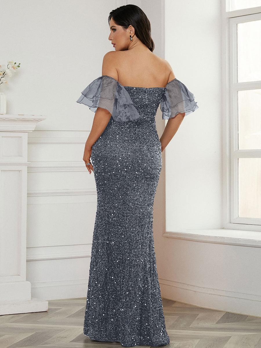 Off Shoulder Black Sequin Prom Dress WY69 - MISS ORD