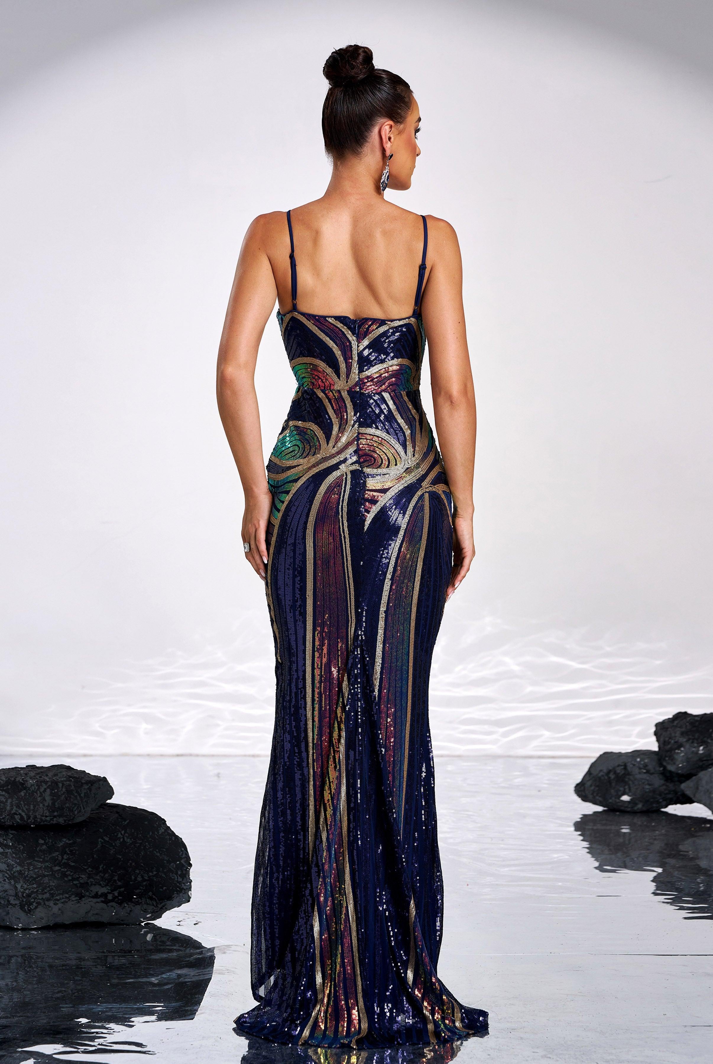 Sexy Spaghetti Sequin Prom Maxi Dress M01760 - MISS ORD