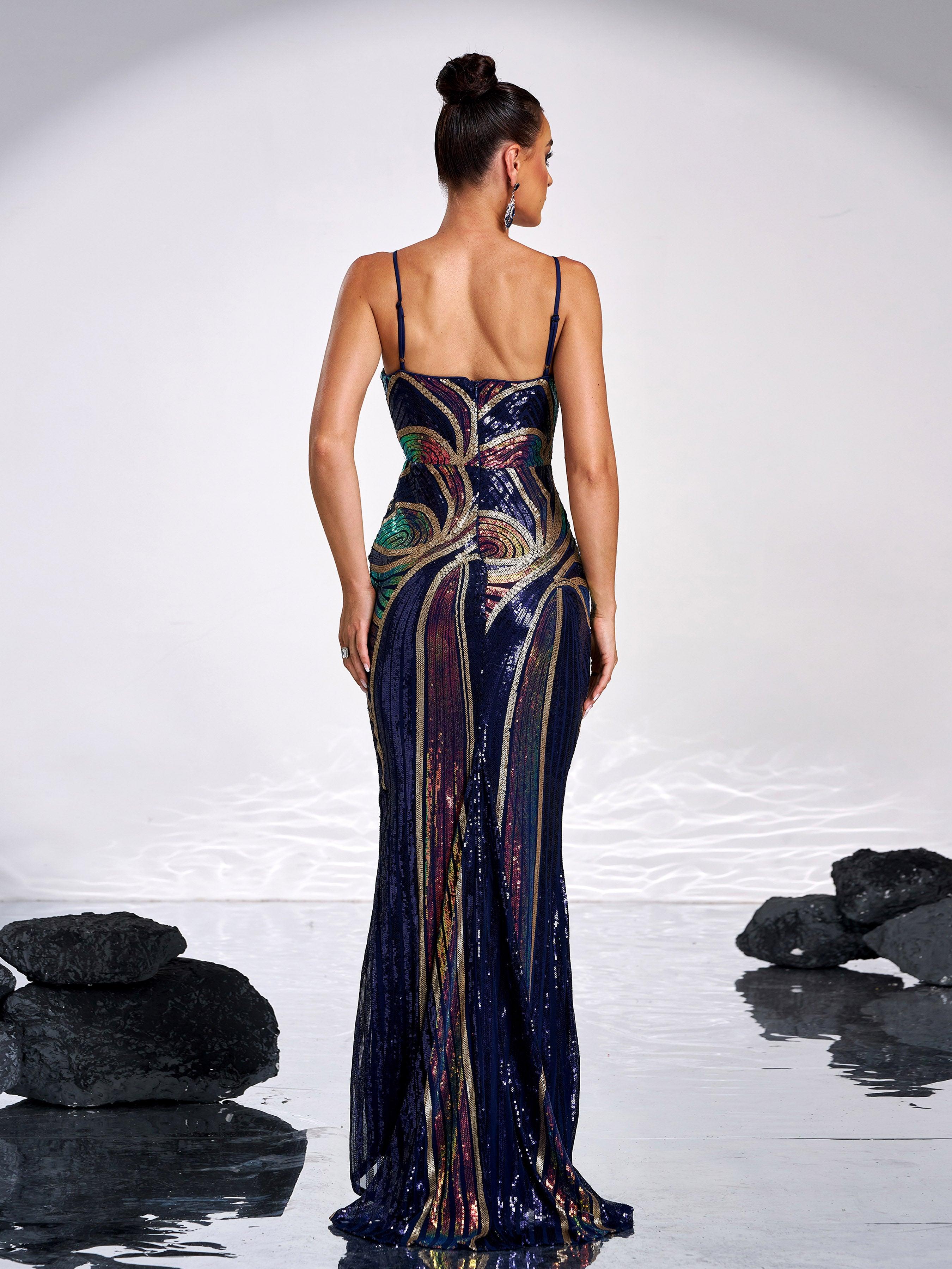 Sexy Spaghetti Sequin Prom Maxi Dress M01760 - MISS ORD