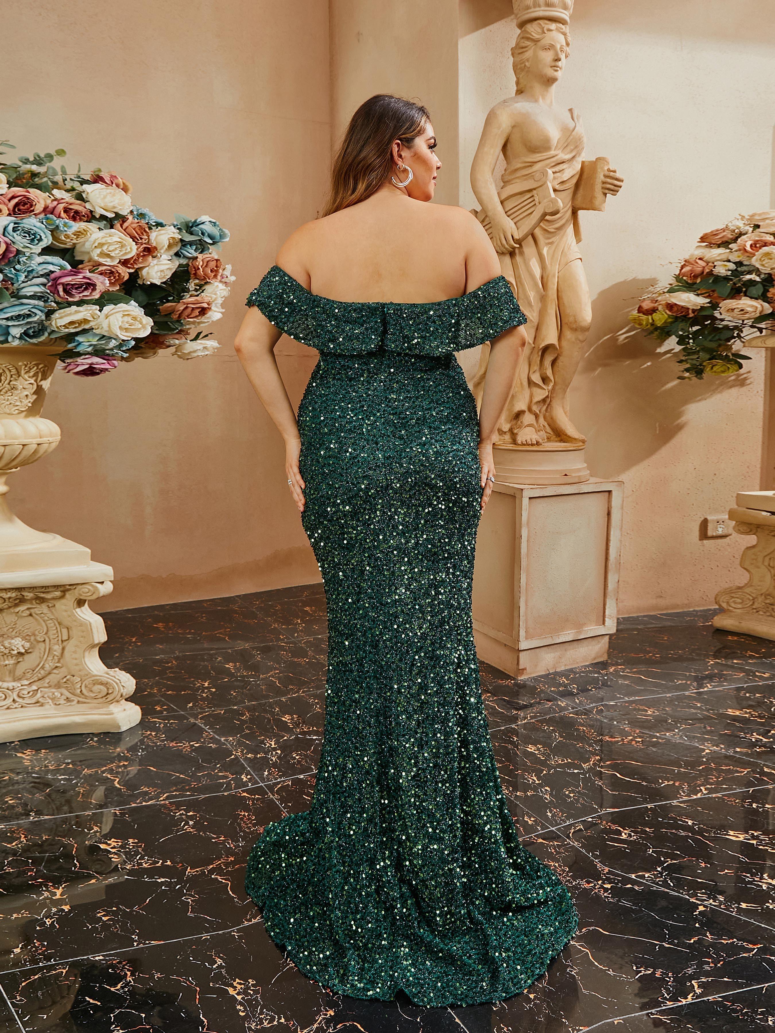 Plus Off Shoulder Split Mermaid Prom Dress PRA60124 - MISS ORD