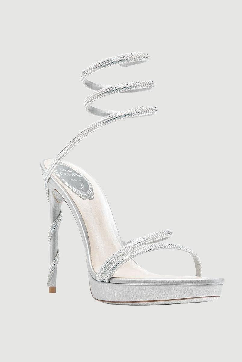 Rhinestone Snake Wrap Open-toe High Heels MHE1077 - MISS ORD