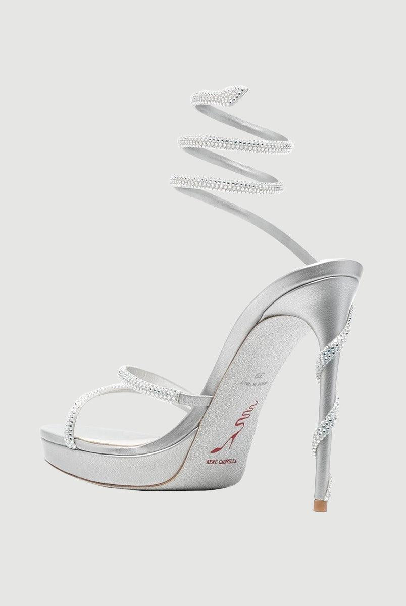 Rhinestone Snake Wrap Open-toe High Heels MHE1077 - MISS ORD