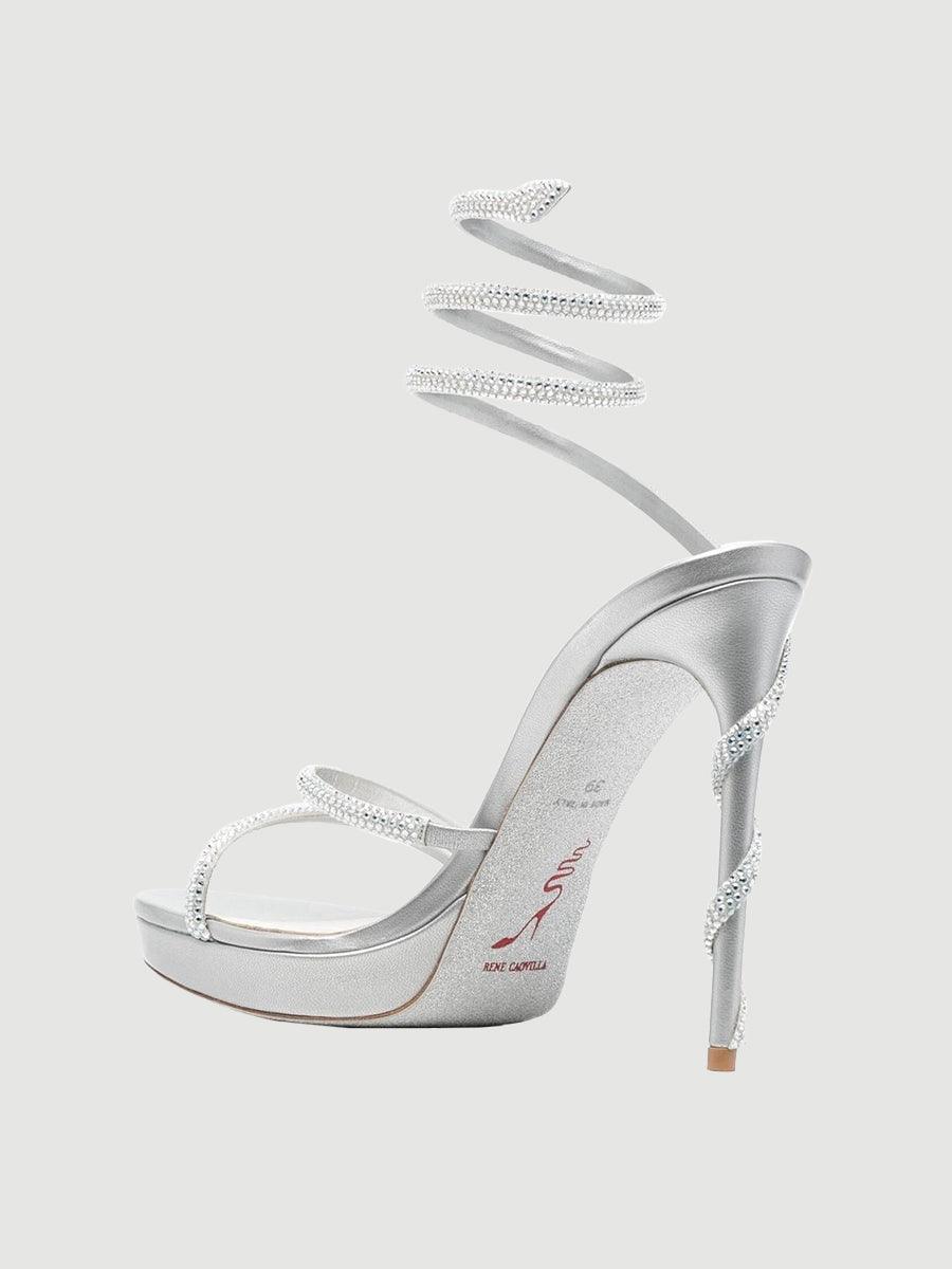 Rhinestone Snake Wrap Open-toe High Heels MHE1077 - MISS ORD