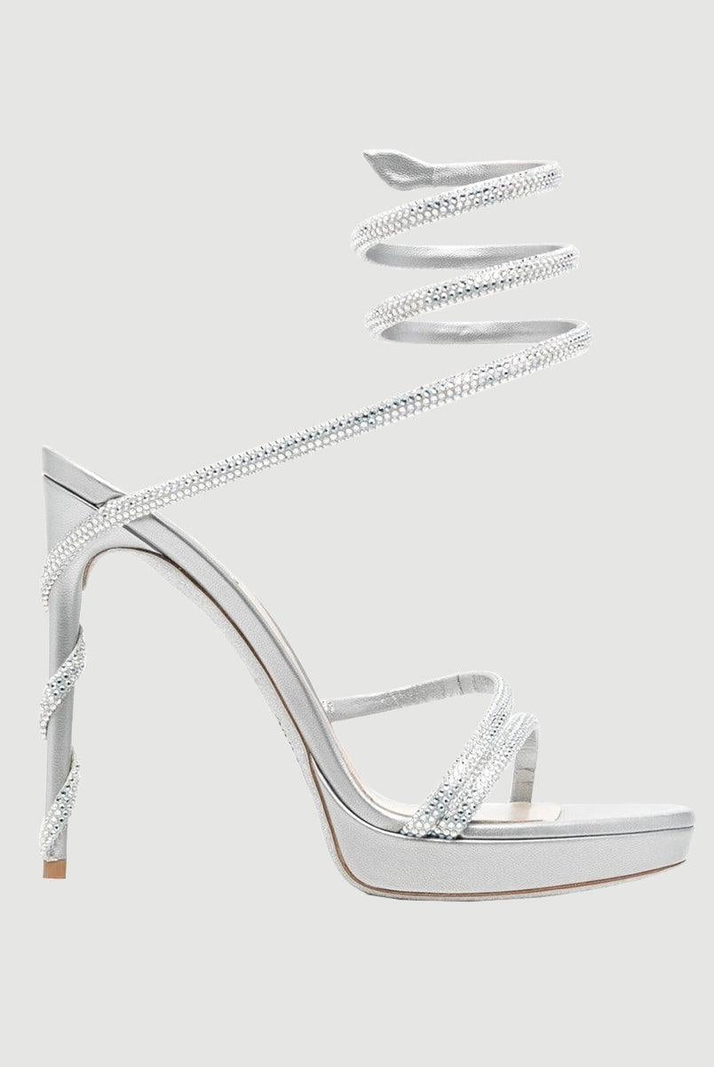 Rhinestone Snake Wrap Open-toe High Heels MHE1077 - MISS ORD