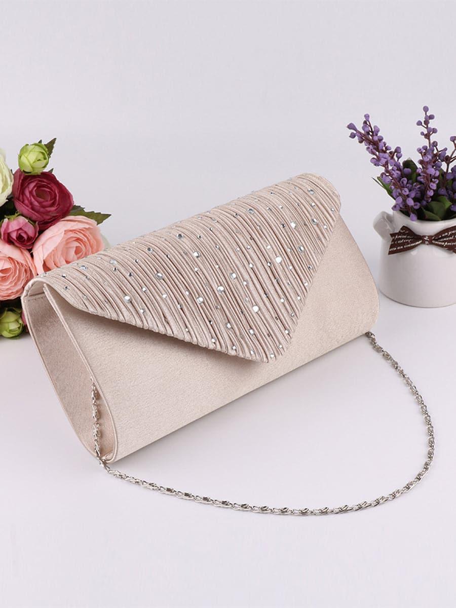 Ruched Inlay Rhinestone Clutch Bags MNBF052 - MISS ORD
