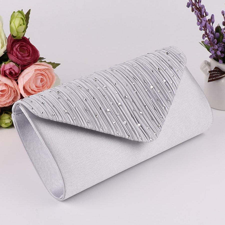 Ruched Inlay Rhinestone Clutch Bags MNBF052 - MISS ORD