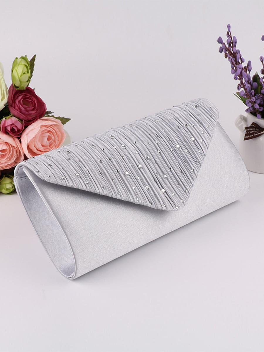 Ruched Inlay Rhinestone Clutch Bags MNBF052 - MISS ORD