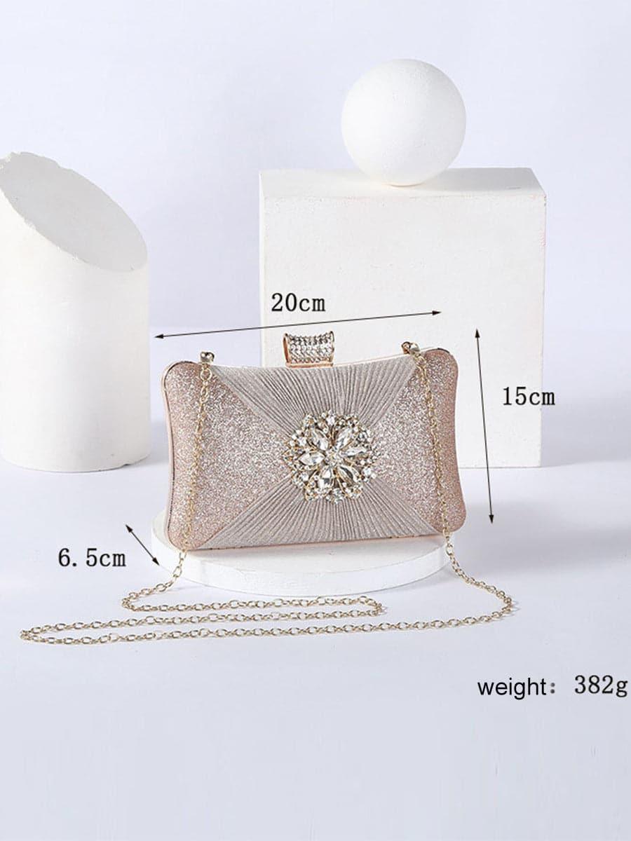 Fold Inlay Stone Square Evening Clutch Bag Shoulder MNBF011 - MISS ORD