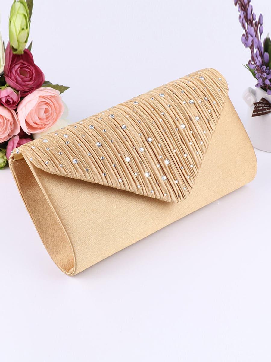 Ruched Inlay Rhinestone Clutch Bags MNBF052 - MISS ORD