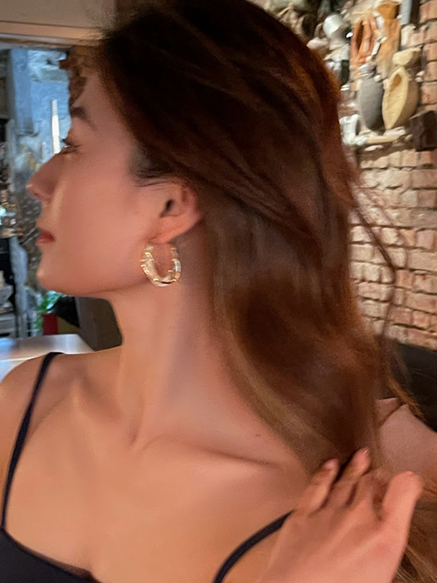 Missord Mesh Cutout Round Earrings MSE101073