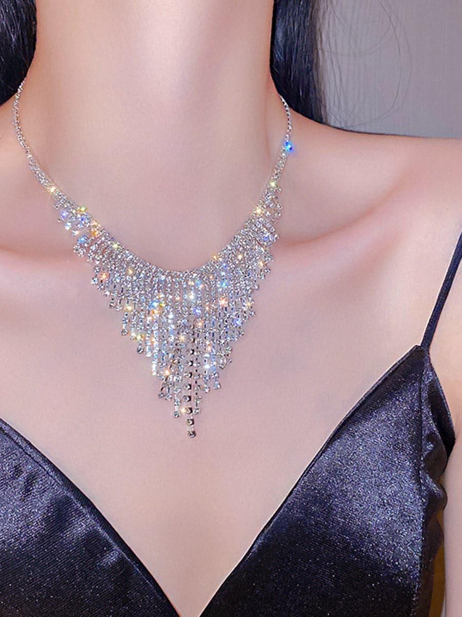 Inlay Stone Tassel Necklace MSE101007 - MISS ORD