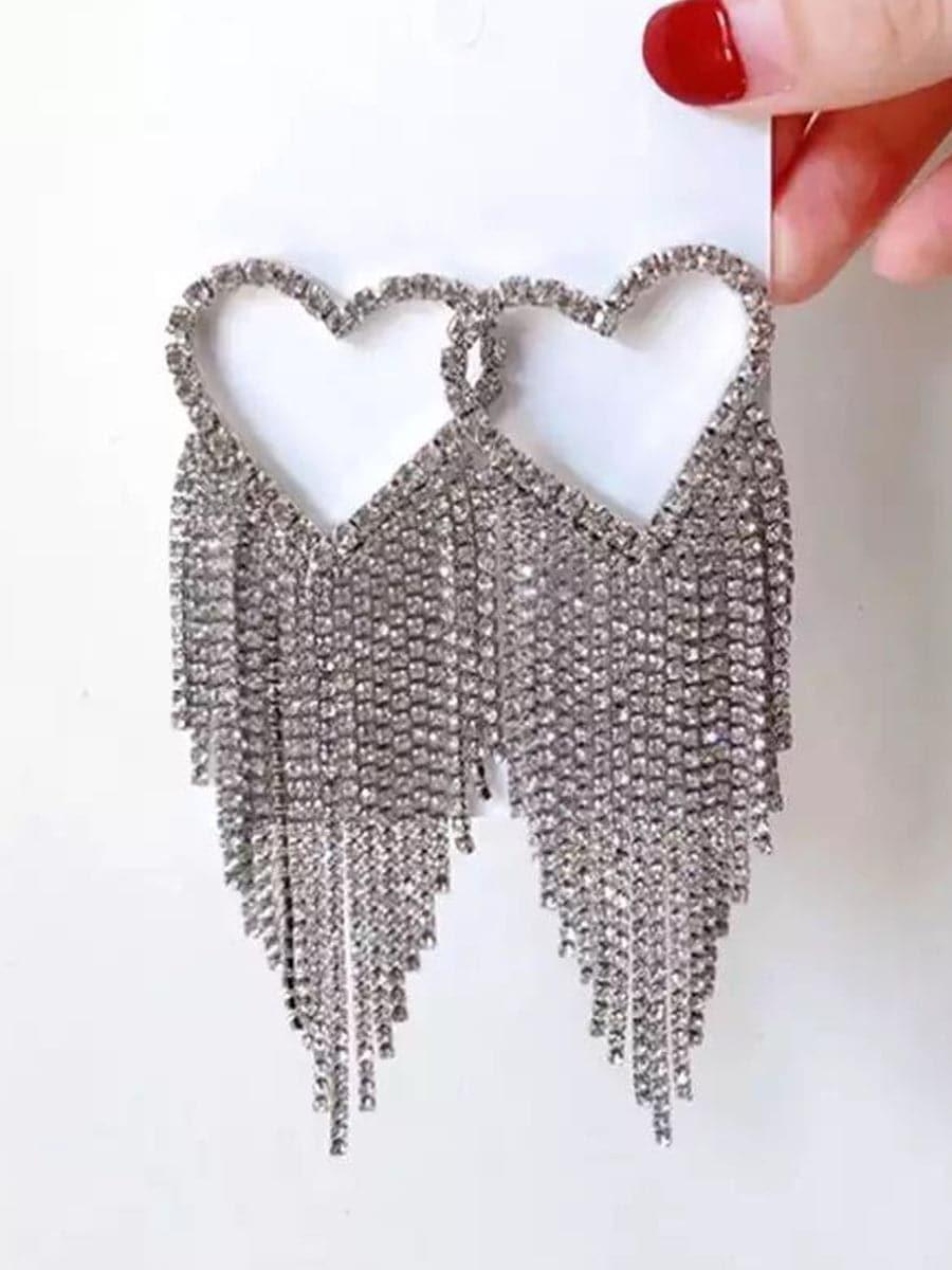 Heart Inlay Stone Tassel Earrings MSE101047 - MISS ORD