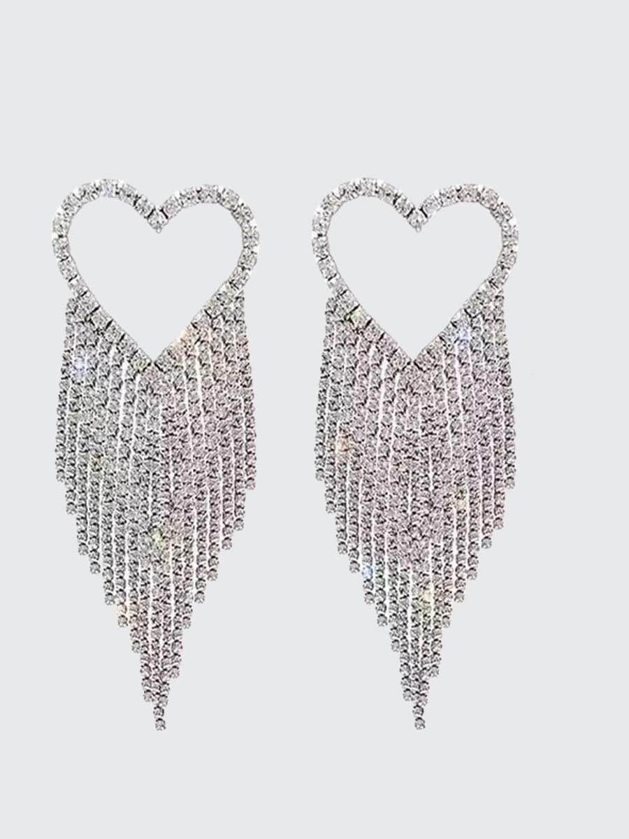 Heart Inlay Stone Tassel Earrings MSE101047 - MISS ORD