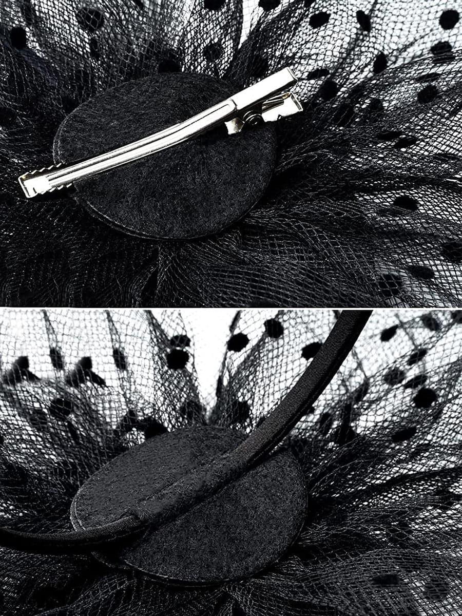 Fancy Net Yarn With Feather Bead Tea Party Hats MTS0010 - MISS ORD