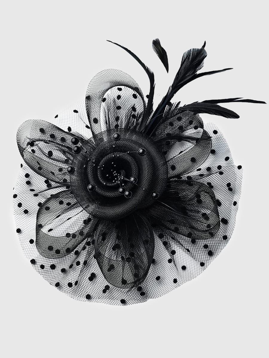 Fancy Net Yarn With Feather Bead Tea Party Hats MTS0010 - MISS ORD