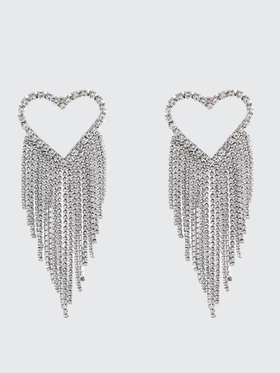 Heart Inlay Stone Tassel Earrings MSE101047 - MISS ORD