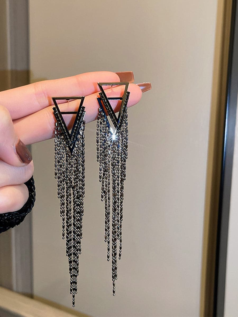 Angular Inlay Diamond Tassel Earrings MSE101008