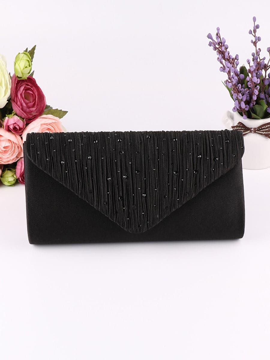 Ruched Inlay Rhinestone Clutch Bags MNBF052 - MISS ORD