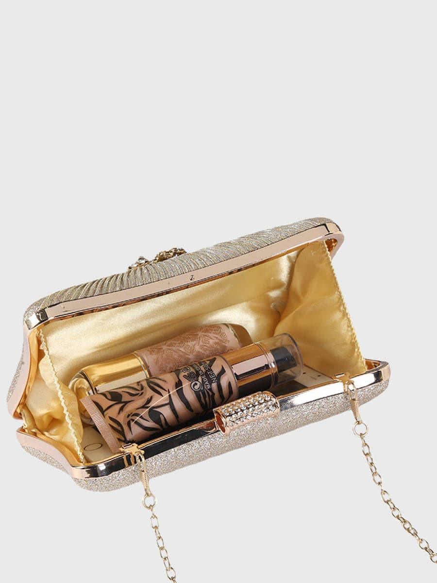 Fold Inlay Stone Square Evening Clutch Bag Shoulder MNBF011 - MISS ORD