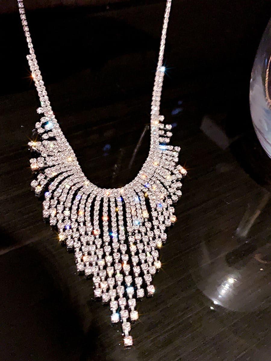 Inlay Stone Tassel Necklace MSE101007 - MISS ORD