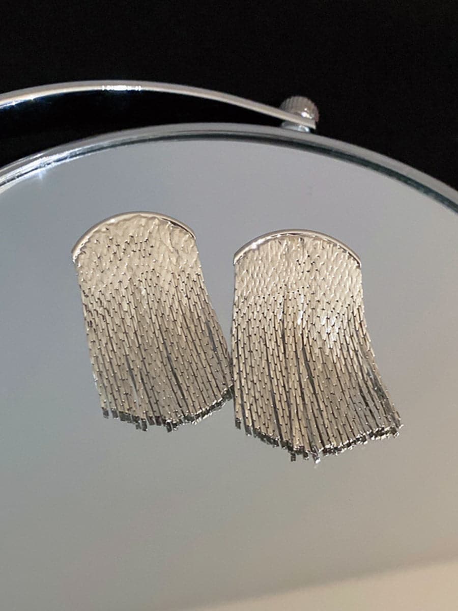 Ruched Curved Tassel Stud Earrings MSE101024 MISS ORD