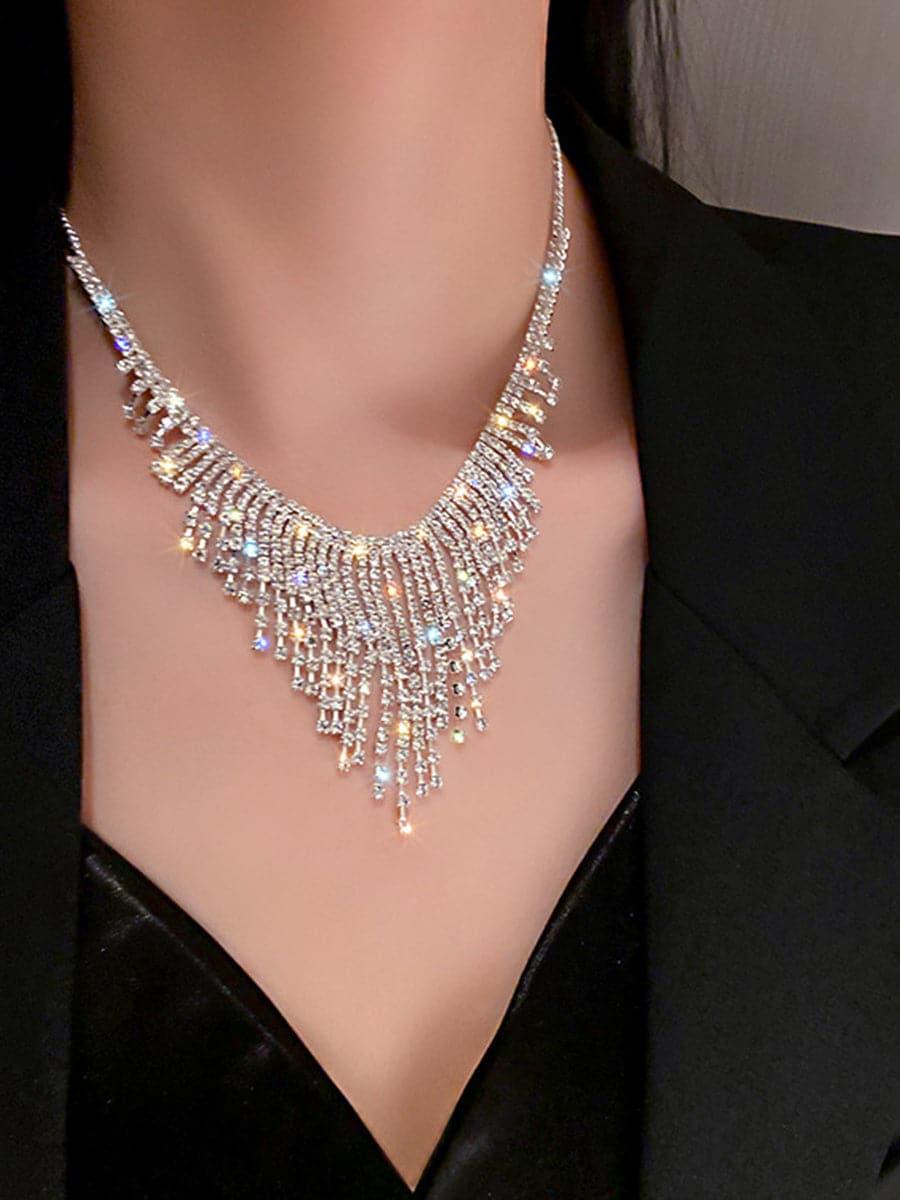 Inlay Stone Tassel Necklace MSE101007 - MISS ORD