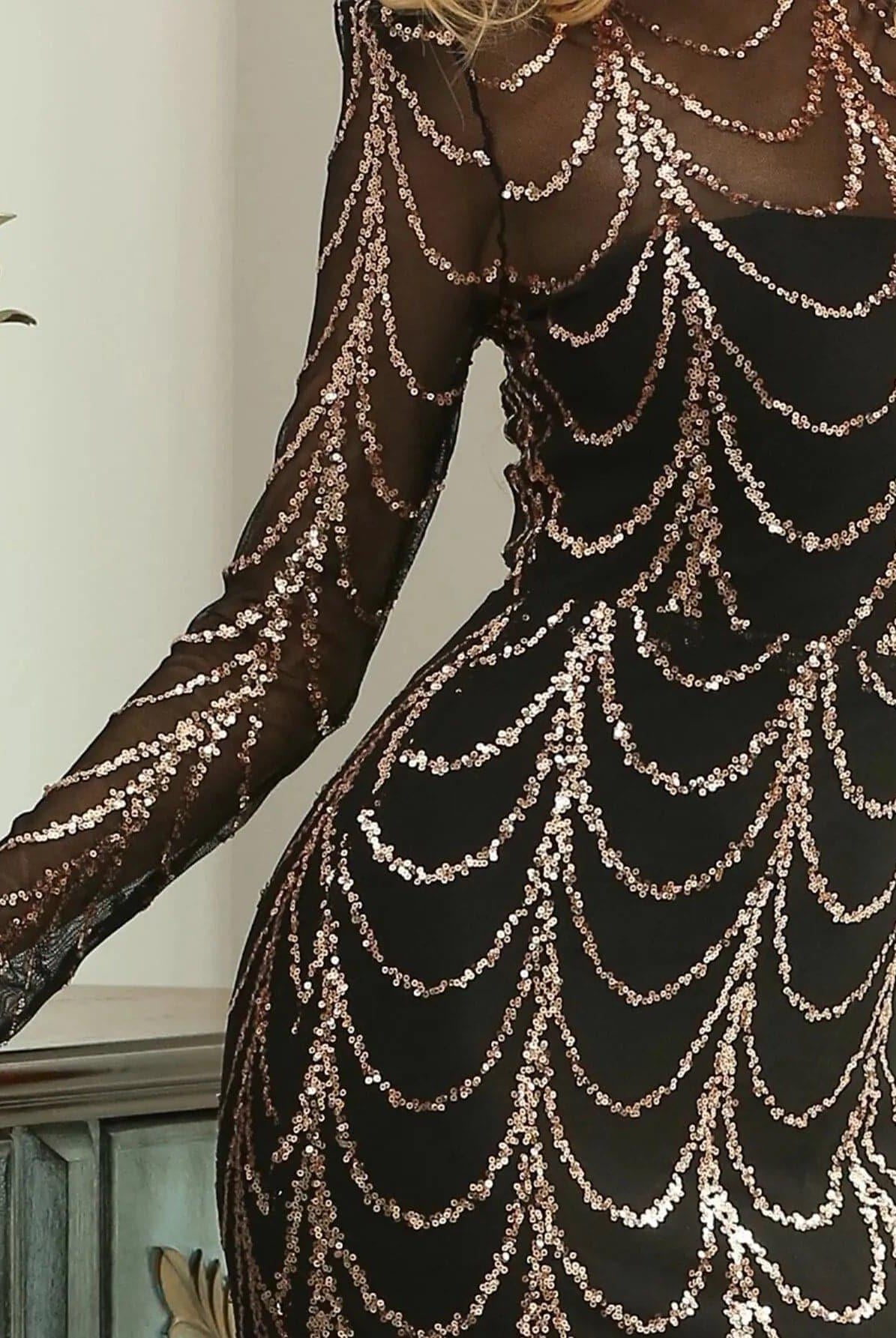 See-through Ripple Cocktail Dress M0032 - MISS ORD