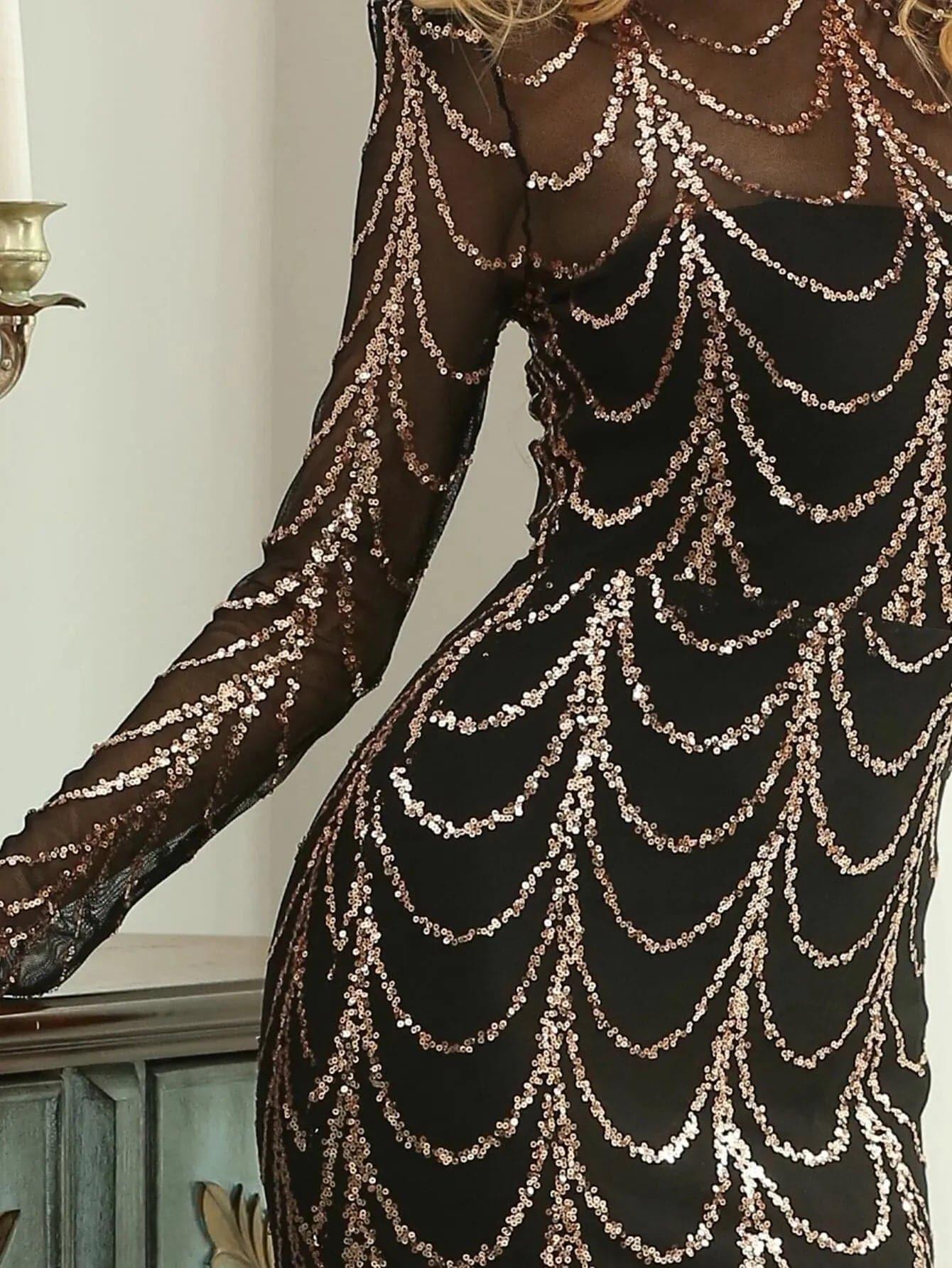 See-through Ripple Cocktail Dress M0032 - MISS ORD