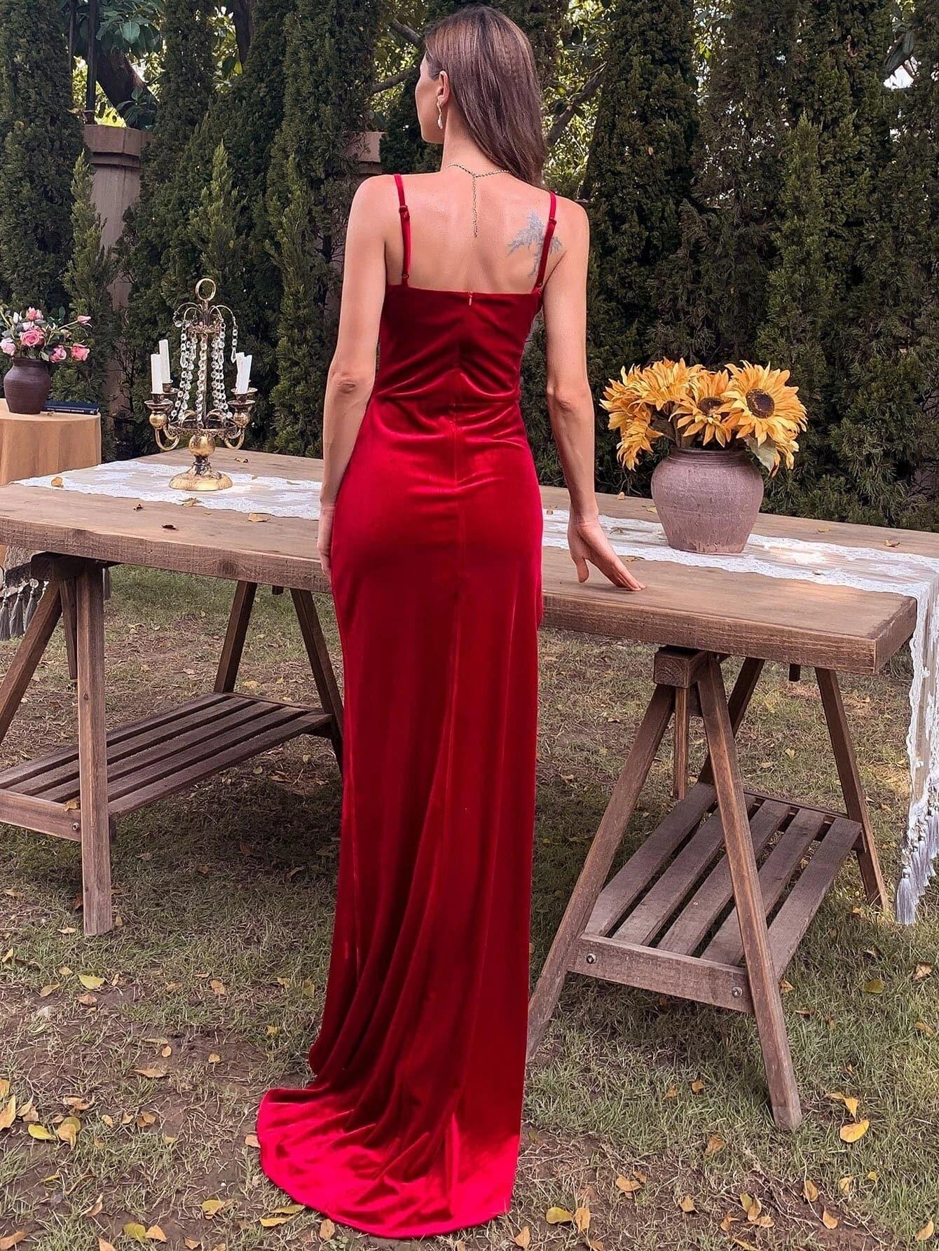 Velvet Cami Cocktail Dress M0698 - MISS ORD