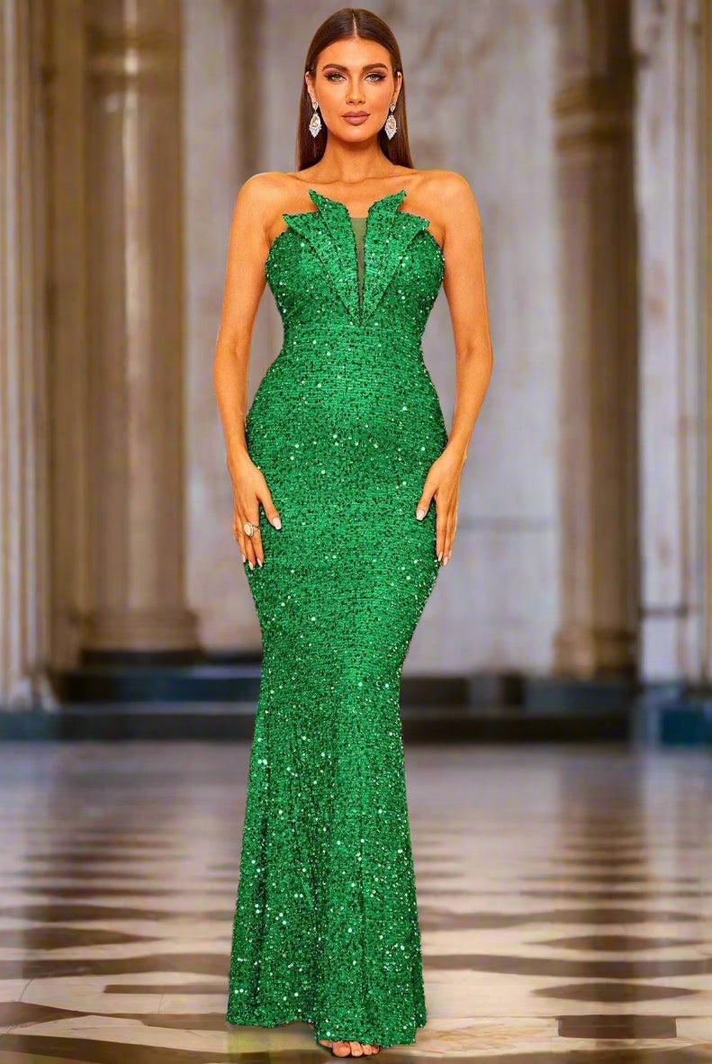 Strapless Folds Glitter Mermaid Prom Dress XJ978 - MISS ORD