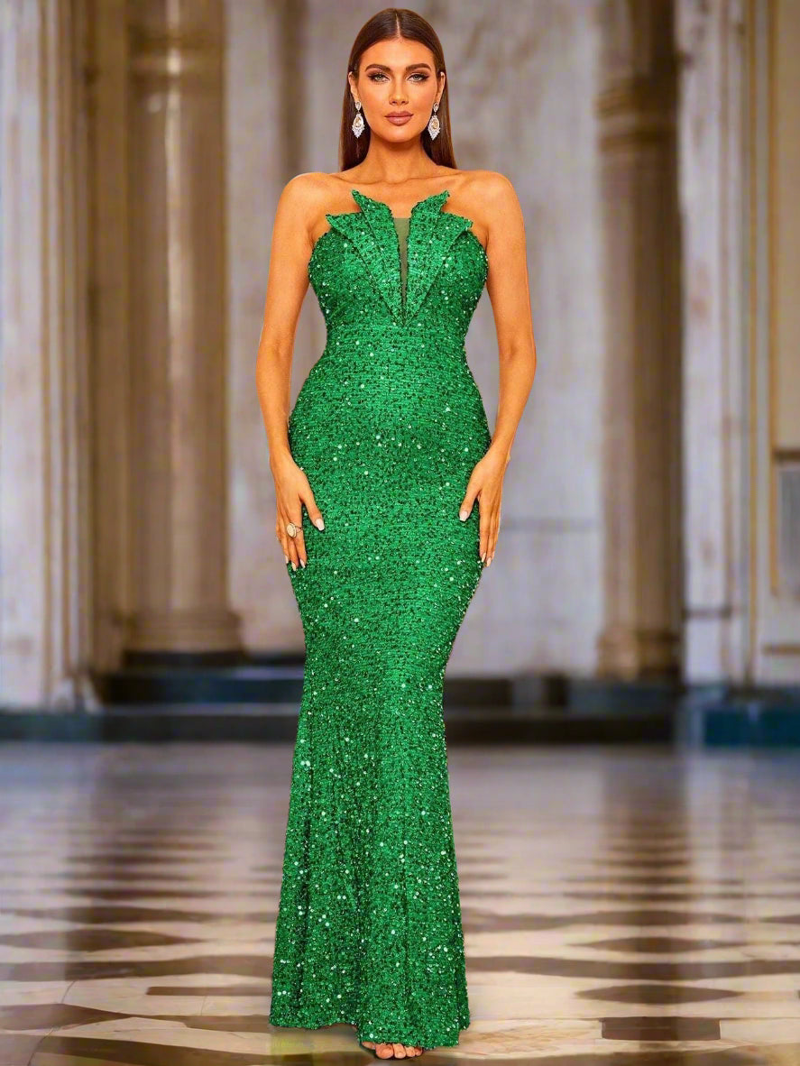 Strapless Folds Glitter Mermaid Prom Dress XJ978 - MISS ORD