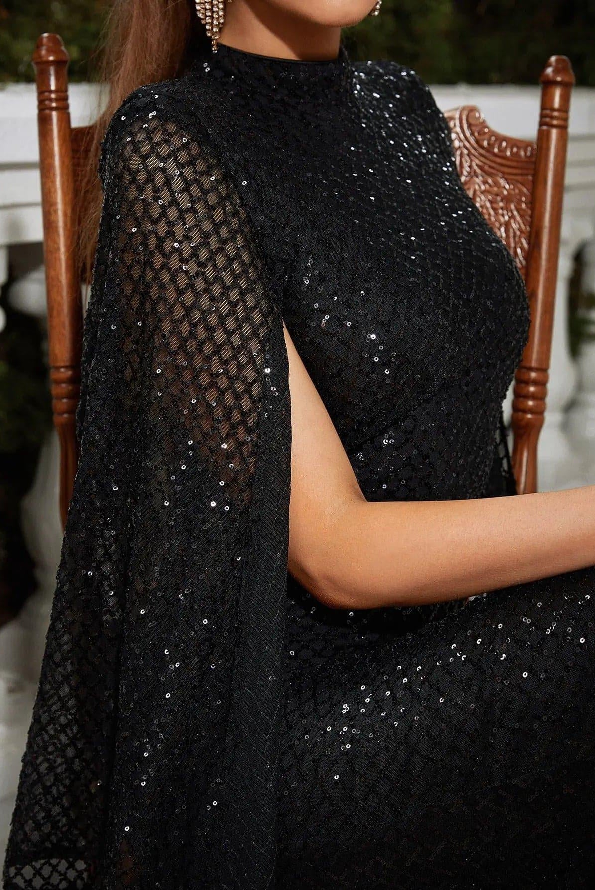 Glitter Bell Sleeve Mermaid Dress XJ1263 - MISS ORD