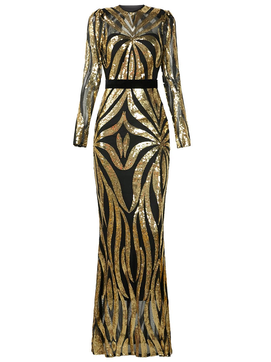 Geometric Sequin Cutout Cocktail Dress XJ1473