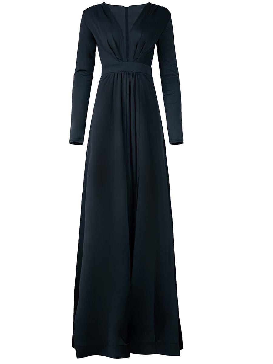 V-neck Long Sleeve Split Maxi Dress XH1221 - MISS ORD