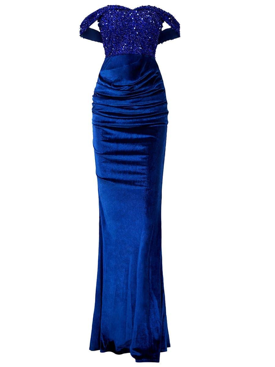 Off Shoulder Velvet Mermaid Cocktail Dress XJ1625 - MISS ORD