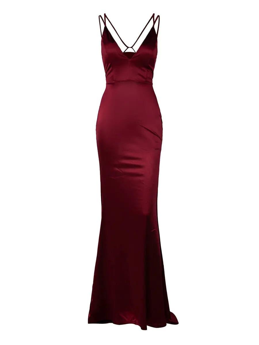 Lace Up Mermaid Satin Dress M01077 - MISS ORD