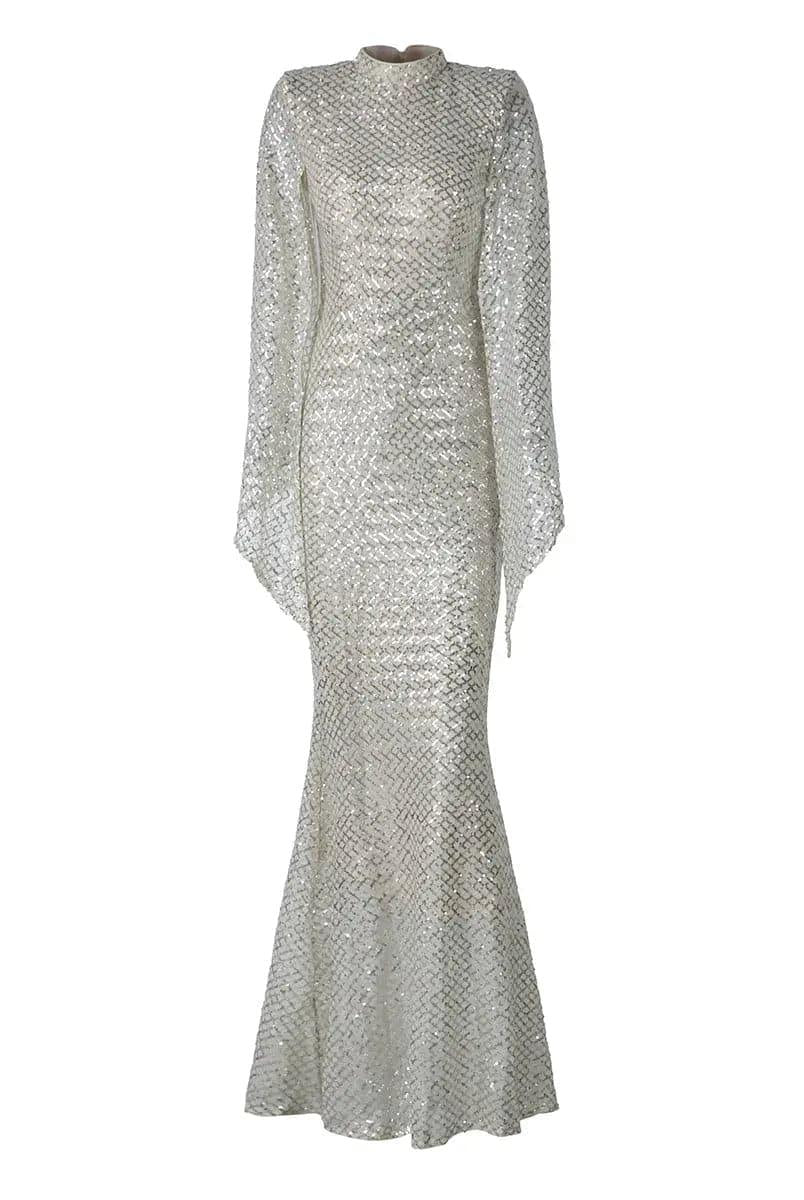 Glitter Bell Sleeve Mermaid Dress XJ1263 - MISS ORD