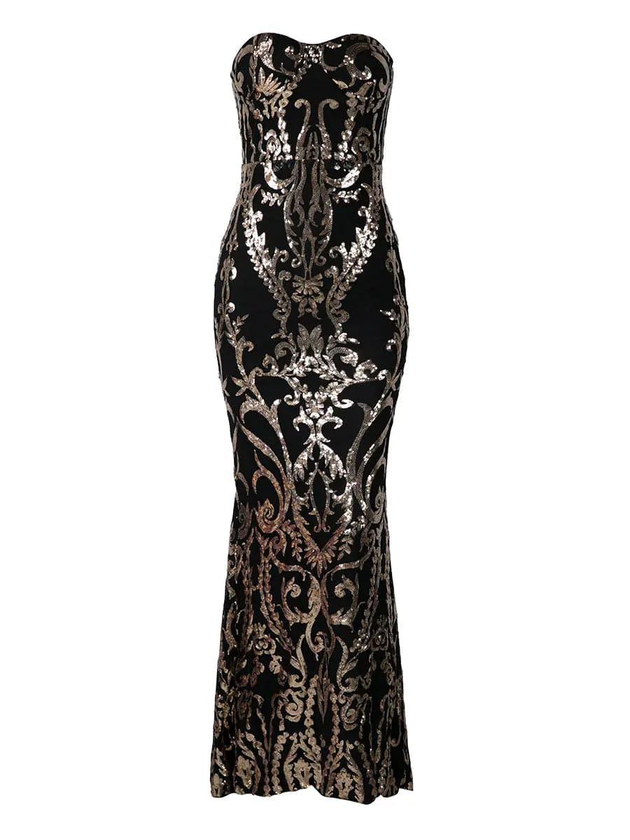 Strapless Maxi Sequin Dress FT8888 - MISS ORD