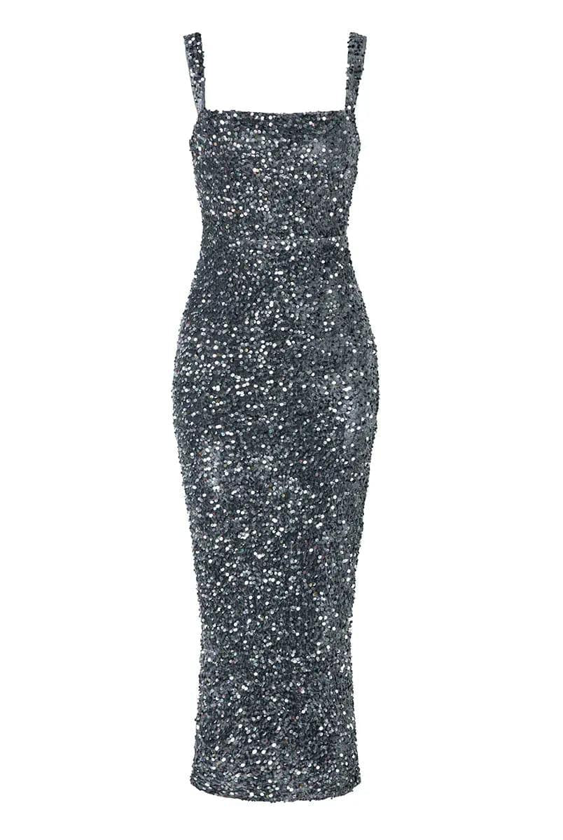 Square Neck Sequin Cocktail Dress XJ468 - MISS ORD
