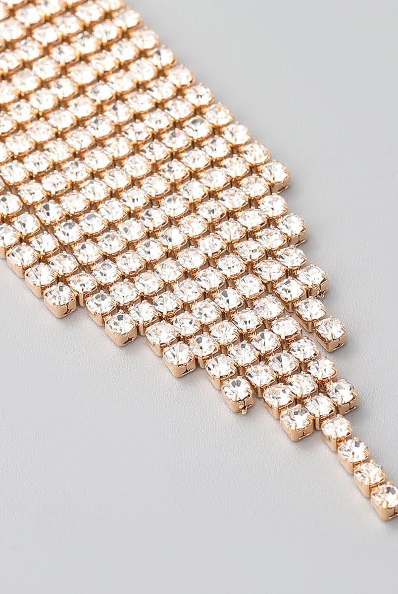 Chain Alloy Inlay Stone Long Tassel Earrings MSE101023 - MISS ORD