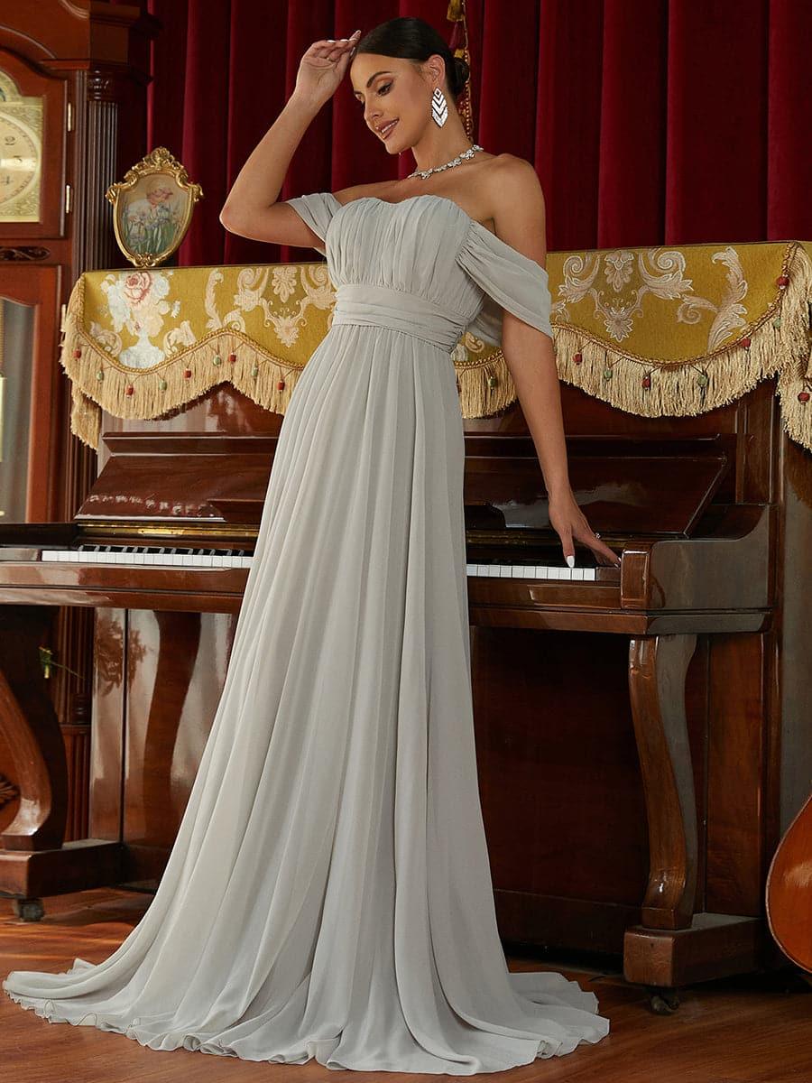 Off Shoulder Ruched Evening Dress RJ10007 - MISS ORD