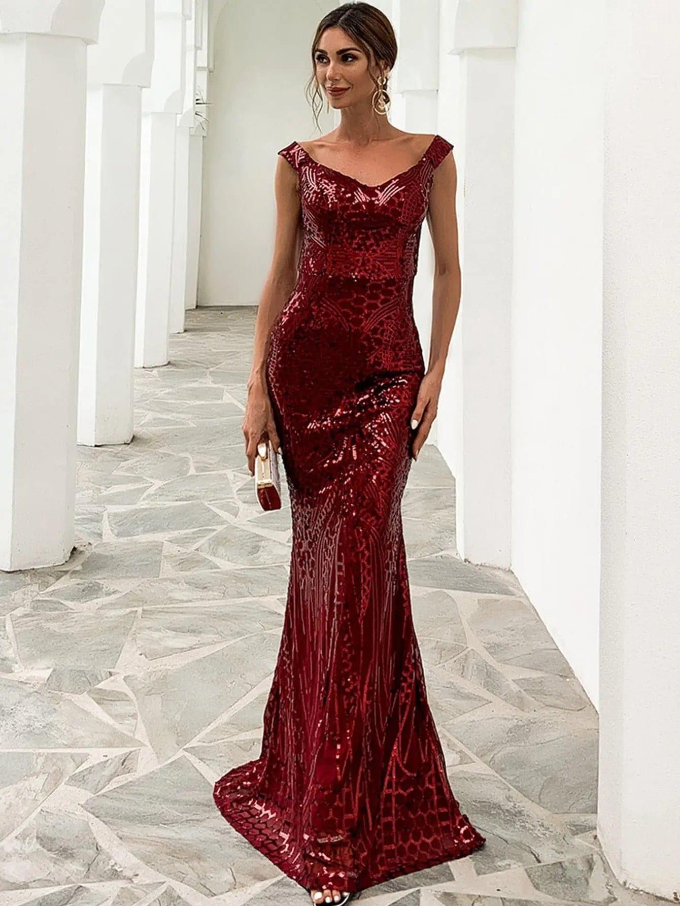 Off Shoulder Evening Dress FT4912 - MISS ORD