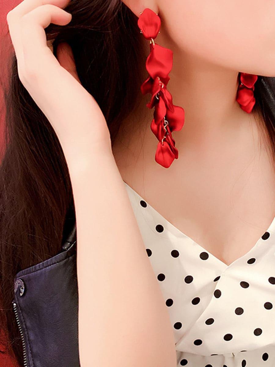 925 Silver Post Rose Petal Earrings MSE100706 - MISS ORD