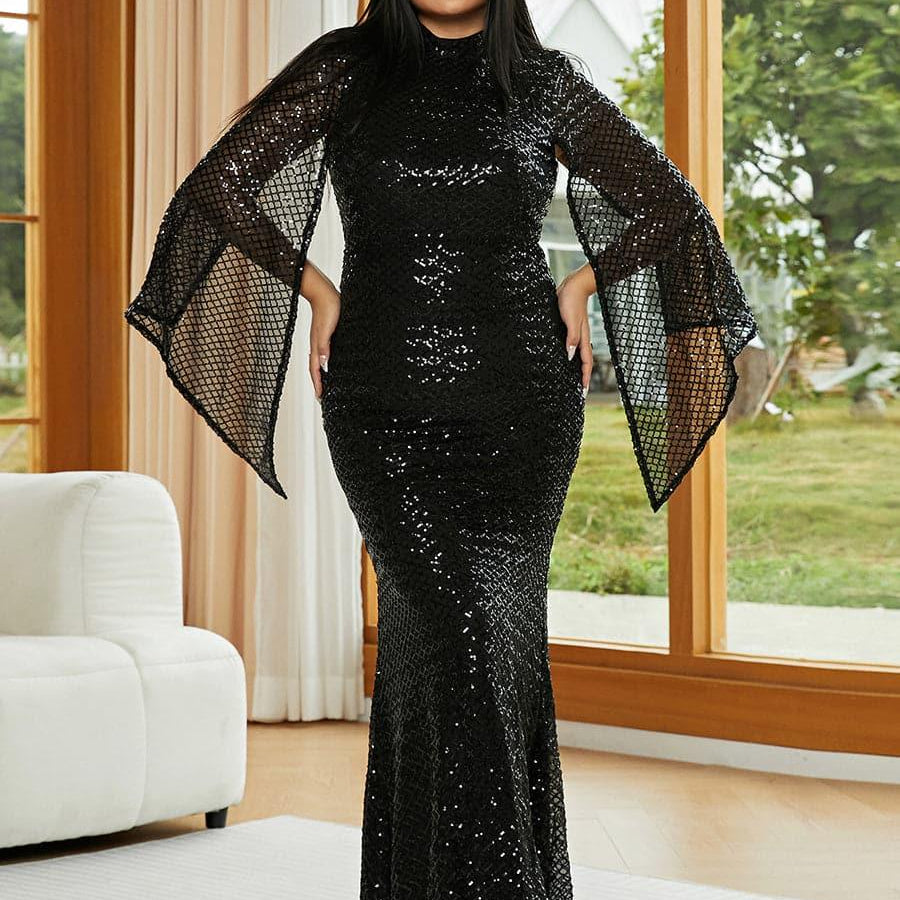 Plus Mermaid Sequin Evening Dress PXJ1263 - MISS ORD