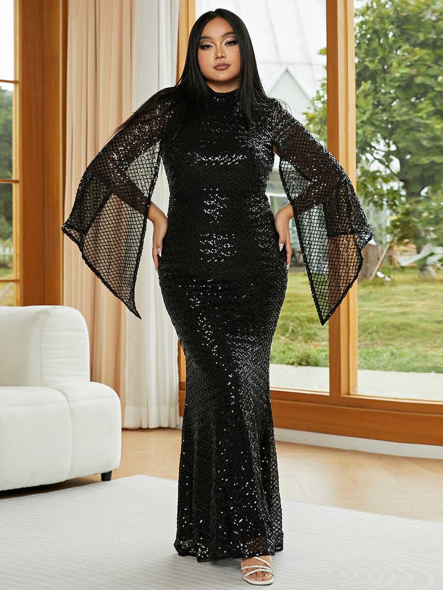 Plus Mermaid Sequin Evening Dress PXJ1263 - MISS ORD