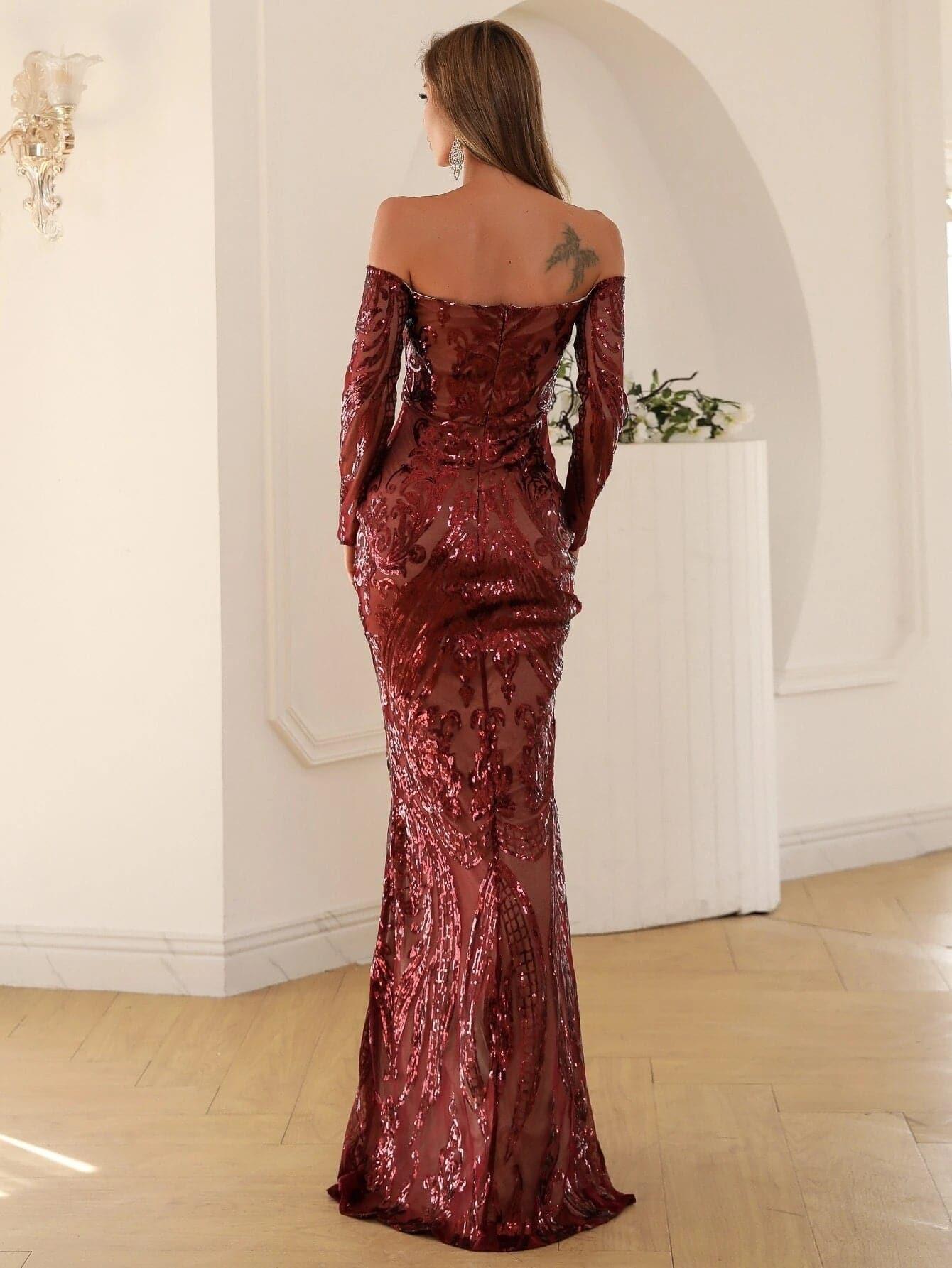 Off Shoulder Sequin Prom Dress FT18392 - MISS ORD
